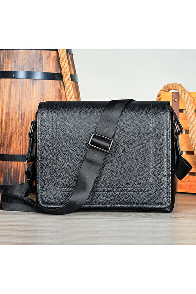 delis Servieta pentru barbati, Loryn GT3807, piele naturala, Negru