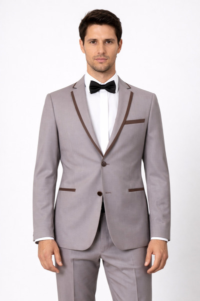 FABIO CASSEL Erkek Slim Fit Damatlık Takım Elbise – Düğün İçin Özel Tasarım