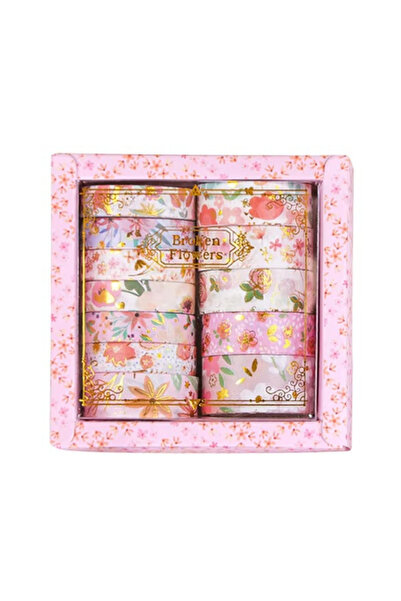 Şehir Online Mağazacılık Pembe Broken Flowers 12'li Washi Tape Seti - Romanti...