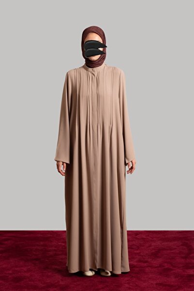 Lemaye Nervürlü Düğmeli Ferace Taş