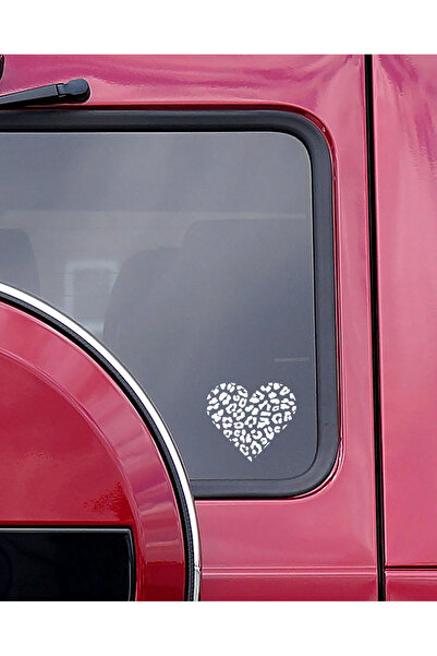 Atölye Matris Leopar Kalp Araba-Motosiklet Cam Etiket Sticker