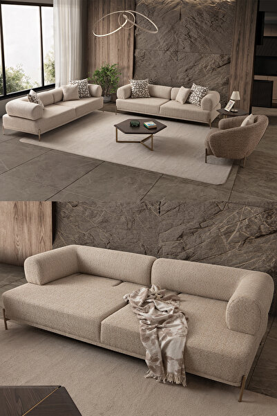 indes home Mokka 3+3+1 Koltuk Takımı Krem Renk