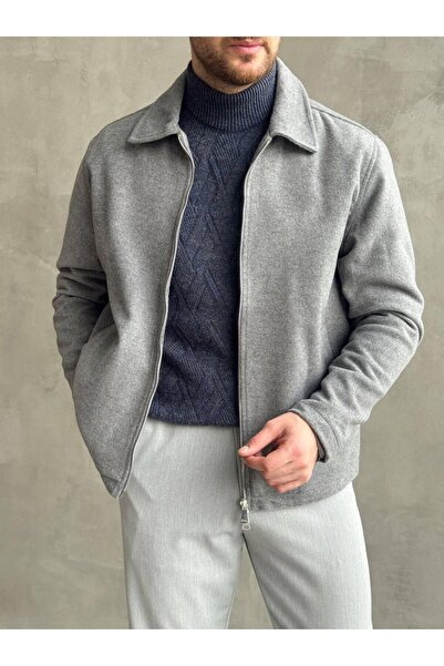 MenStore erkek ince gri kaşe ceket