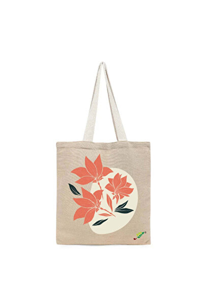 BYFT Tote Bag - Coral Bloom Printed Stylish Carry-All Cotton Tote Set of 01