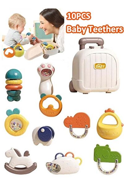 Generic مجموعة خشخيشة للأطفال مكونة من 11 قطعة، ألعاب تسنين، خشخيشة يدوية، أل...