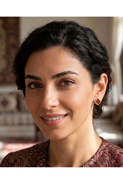 Aurasil Silver Çelik Bordo Yonca Küpe