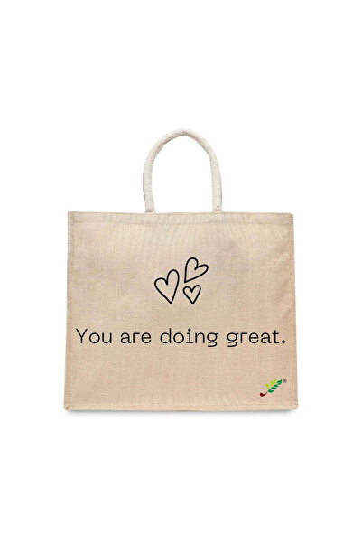 BYFT حقيبة تعليقة - أنتِ رائعة! طقم حقائب تسوق قطن أنيقة مطبوع متعددة الاستخد...