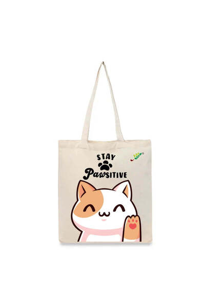 BYFT حقيبة تعليقة - حقيبة تسوق قطن أنيقة مطبوع "ابقَ إيجابيًا" - طقم من قطعة ...