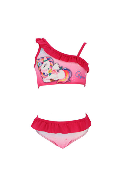 UNICORN Costum de baie din 2 piese pentru fete cu baretă 5-6 ani Roșu