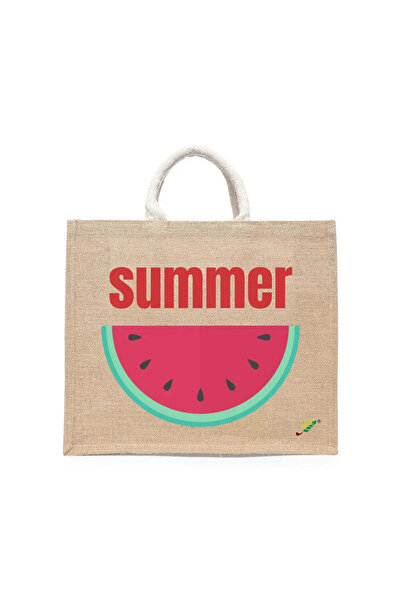 BYFT Tote Bag - Summer Watermelon Printed Stylish Carry-All Cotton Tote Set o...