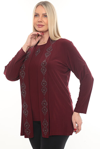 TRENDSE Mother's Inner-Outer Suit with Stones and Brooch, Stylish Wedding Suit