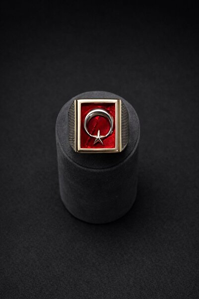 ERHAN GÜMÜŞ VE SAAT TÜRK BAYRAKLI ERKEK YÜZÜĞÜ