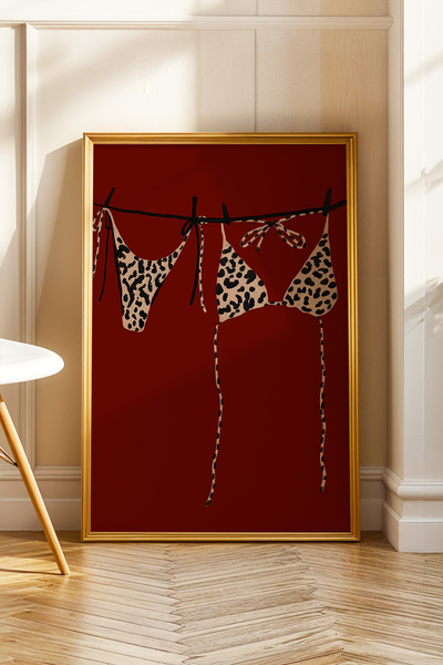 ArtDropsco Leopar Desenli Bikini Modern Tablo Poster Kadın Temalı Duvar Dekor...