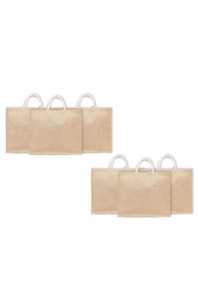 BYFT Laminated Jute Tote Bags With Gusset (Natural) 14.4 x 17 Inch Reusable S...