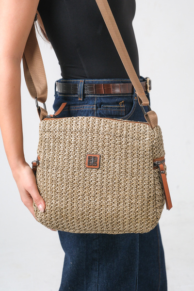 MARSEDO Γυναικείο ψάθινο πλεκτό με φερμουάρ για καθημερινή χρήση στους ώμους ...