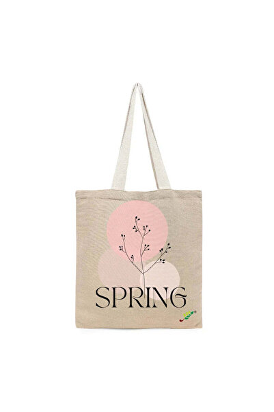 BYFT حقيبة تعليقة - طقم حقائب تسوق قطن أنيقة مطبوع ربيعية، قطعة واحدة