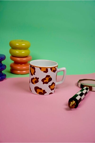 Vivas KULPLU MODEL—Leopar Double Fincan Kulpsuz Espresso Double Türk Kahve Fi...