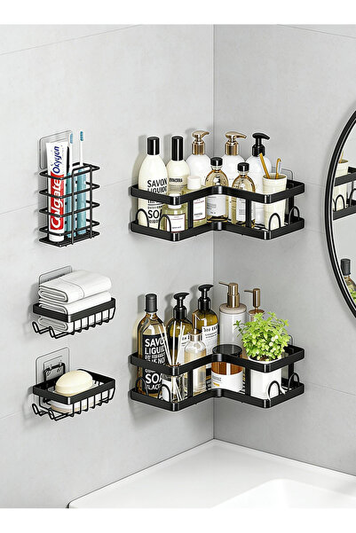 Pomefar مجموعة من 5 أرفف للحمام، منظم حمام من الفولاذ المقاوم للصدأ، رف للاست...