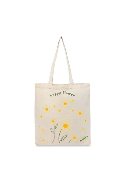 BYFT حقيبة تعليقة - حقيبة تسوق قطن أنيقة متعددة الاستخدامات مطبوع زهور سعيدة،...