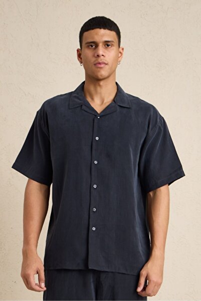 Danger Ανδρικό υφασμάτινο παντελόνι Μοντάλ με πουκάμισο σε μαύρο χρώμα