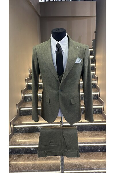 Fc Plus YELEKLİ GENİŞ YAKA HAKİ TAKIM ELBİSE