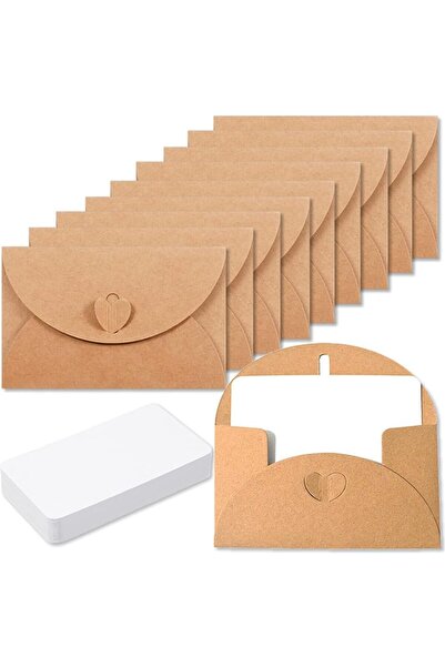 Arabest 50 Pack Mini Envelopes with Cards - Vintage Mini Kraft Paper Envelope...