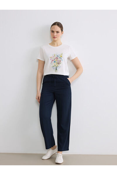 LC Waikiki LCWAIKIKI Classic Lacivert Beli Lastikli Kadın Pantolon