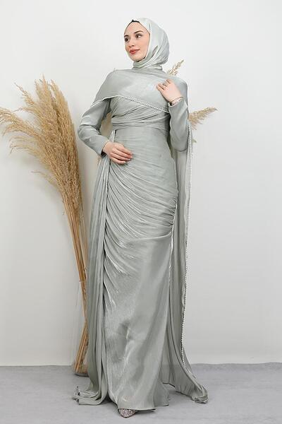 lizatesettür İncili Fular Yoryo Abiye Mint