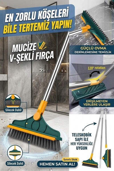 Eviniz güzel 3’ü 1 Arada Zemin Temizleme Fırçası – Su Sıyırıcı Lastikli, Sert...