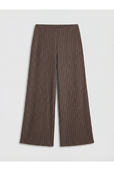 LC Waikiki LCWAIKIKI Κλασικό Καφέ Γυναικείο Παντελόνι με Ελαστική Μέση και Ρίγες
