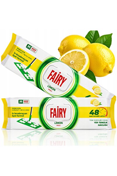 Fairy Set 2 x Rezerve Mop Lemon Fresh, 50 Buc/Pachet, 19x35 cm, Pentru Curăța...