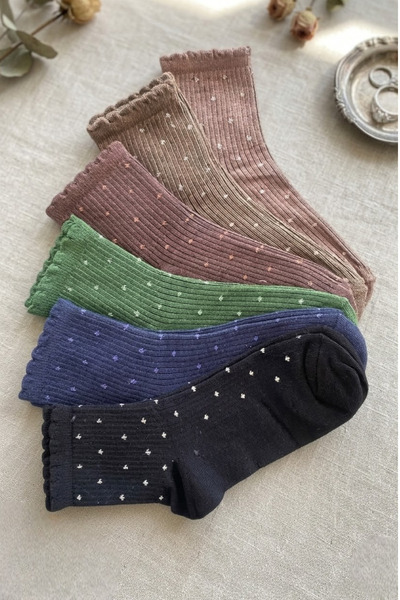 İbrahim Berk 6 Pairs of Colorful Clover Patterned Sock Socks Patterned Colleg...