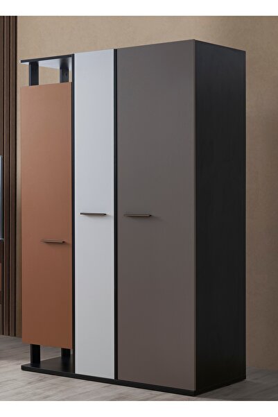 Alpıno Hardal 3 Kapaklı Gardrop (Metalik Taba)