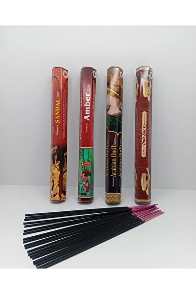 TEDİSANAT Çubuk Tütsü 80 Adet (4 Paket) Odunsu Kokular Sandal-Amber-Ud-Palosanto