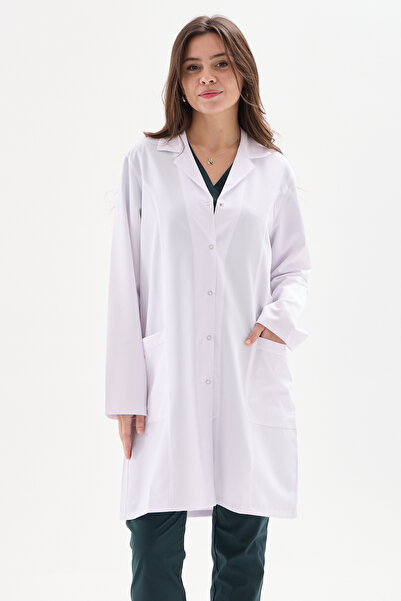 3K Medikal İş Elbiseleri Kadın Beyaz Klasik Yaka Doktor Hemşire Eczacı Öğretm...