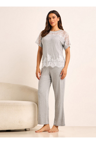 FAV Pyjama Set Lace Panel Top & Trousers