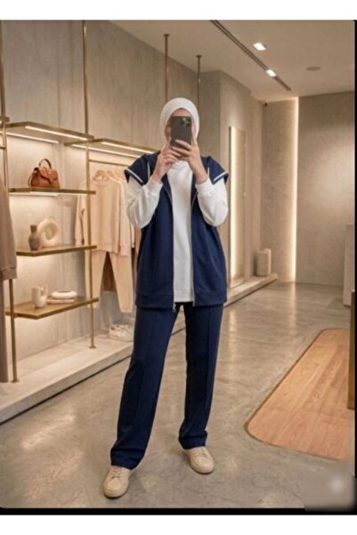 Azram Fashion KADIN TESETTÜR ÜÇLÜ TAKIM(TUNİK+YELEK+EŞOFMAN)