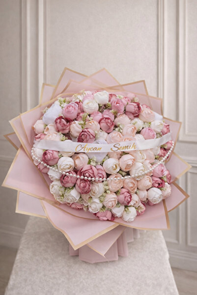 Zeynep tasarim organizasyon Pembe kız isteme çiçeği yapay buket isteme çiçeği