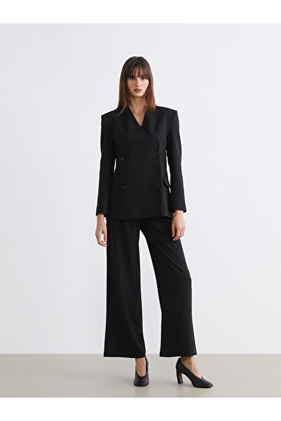 LC Waikiki Black Wide Leg Women's Classic Trousers