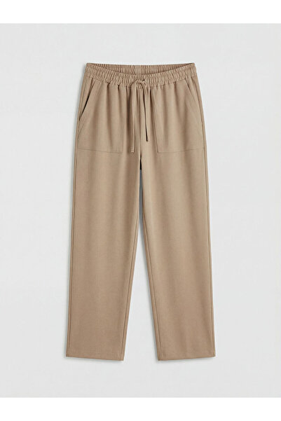 LC Waikiki Lcw Grace Brown Women's Dobby Trousers with Elastic Waist