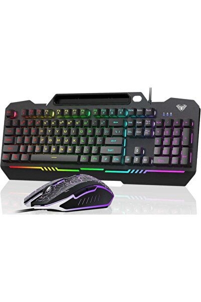 Aula Gaming Keyboard, T102 104 Keys Gaming Keyboard and Mouse Combo with RGB ...
