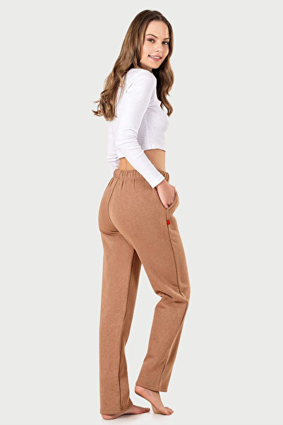 OBJE Women's Dark Beige 3 Thread Classic Long Bottom Hem