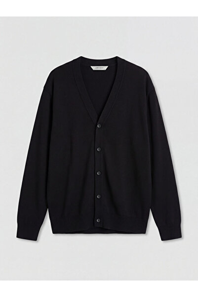 LC Waikiki Lcw Vision Black Standard Fit V-Neck Men's Knitwear Cardigan