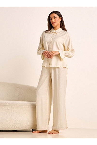 FAV طقم بيجاما (قميص وبنطال بأزرار) من الفيسكوز