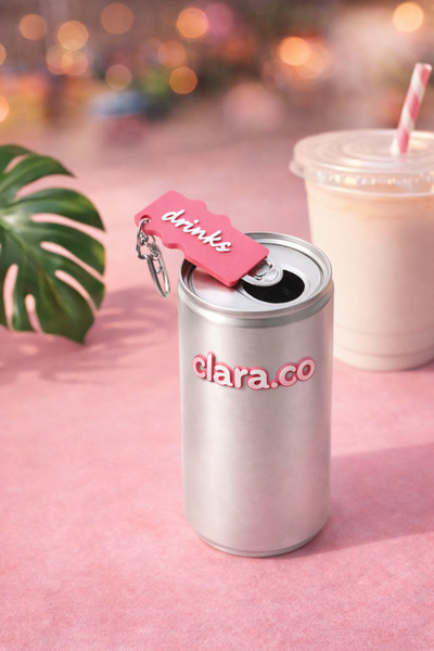 Claraco فتاحة علب المشروبات A سلسلة مفاتيح Pink Drinks - جهاز سهل لفتح المشروبات