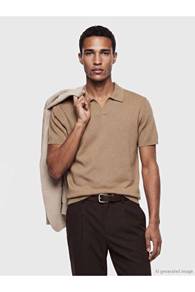 LC Waikiki Brown Polo Collar Men's Knitwear T-Shirt
