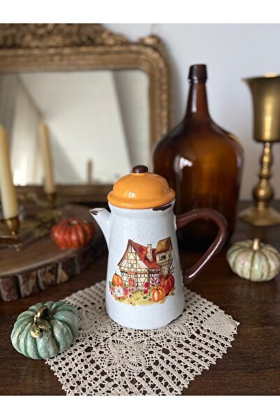 Handmadesign Kapaklı El Yapımı Seramik Sürahi - Kabakli Bahçeli Ev Bal Kabakl...