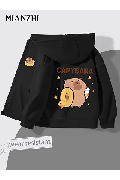 AEMİ Hanorac pentru copii Capybara cu cu imprimeu fermoare