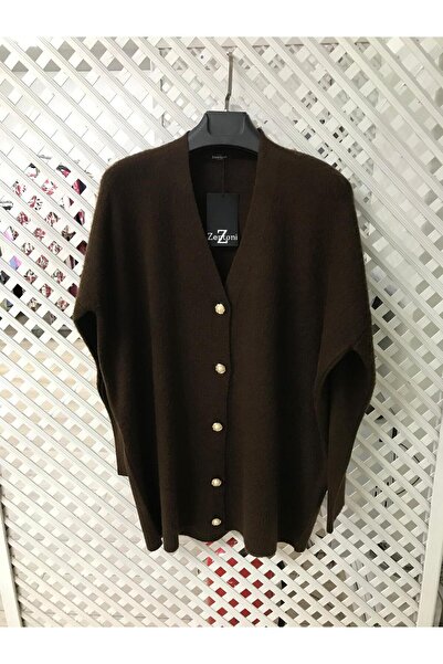 Zentoni Women's Long Sweater with Pearl Buttons, Plus Size, Soft Fabric Cardigan