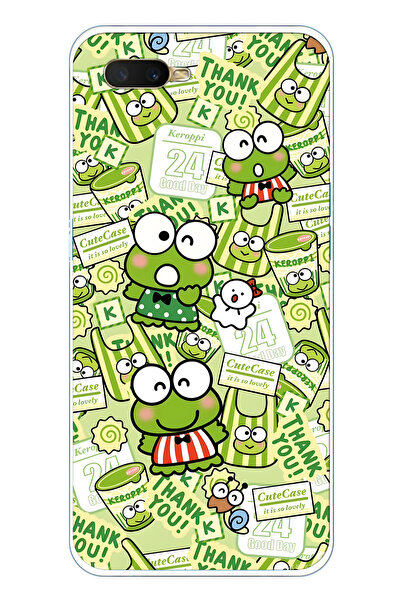 FLAMENKO حافظة هاتف شفافة لطيفة على شكل ضفدع منقوش متوافقة مع هاتف اوبو A5S /...